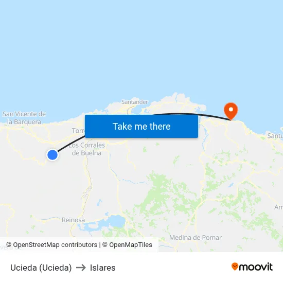 Ucieda (Ucieda) to Islares map