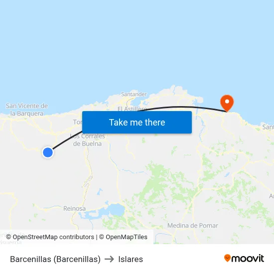 Barcenillas (Barcenillas) to Islares map