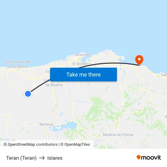 Teran (Teran) to Islares map