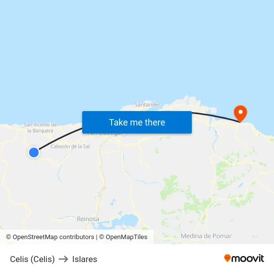 Celis (Celis) to Islares map