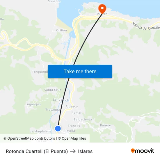 Rotonda Cuartell (El Puente) to Islares map