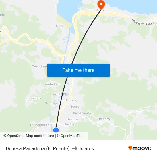 Dehesa Panaderia (El Puente) to Islares map
