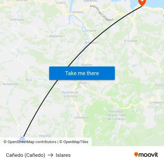 Cañedo (Cañedo) to Islares map