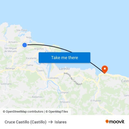 Cruce Castillo (Castillo) to Islares map