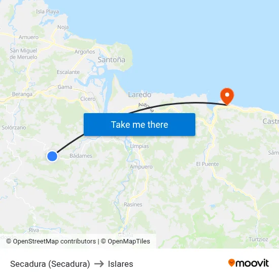 Secadura (Secadura) to Islares map