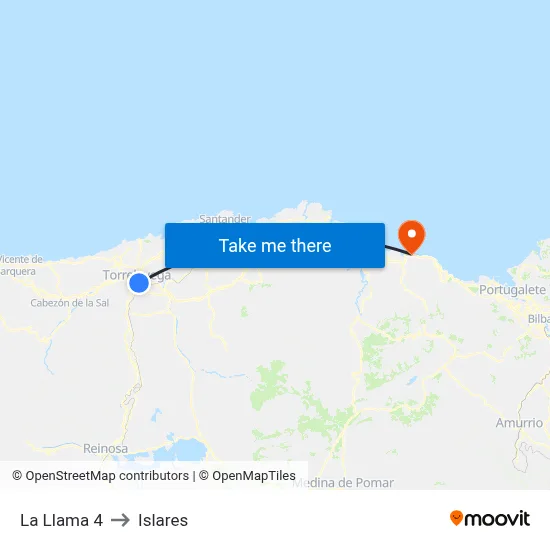 La Llama 4 to Islares map