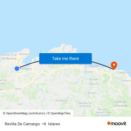 Revilla De Camargo to Islares map
