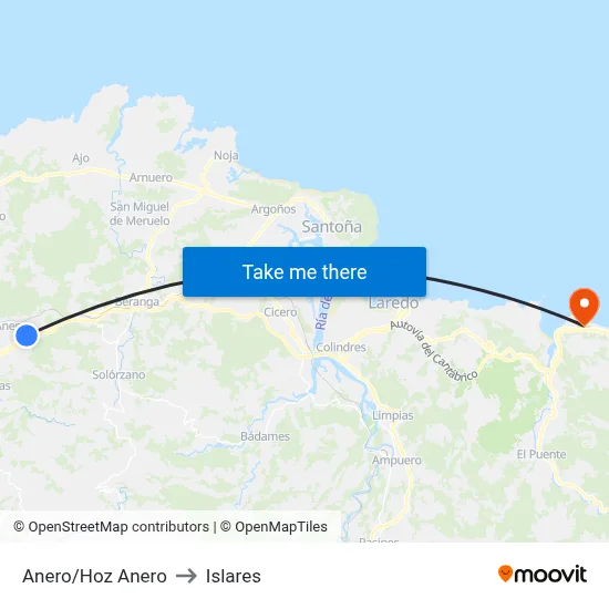 Anero/Hoz Anero to Islares map