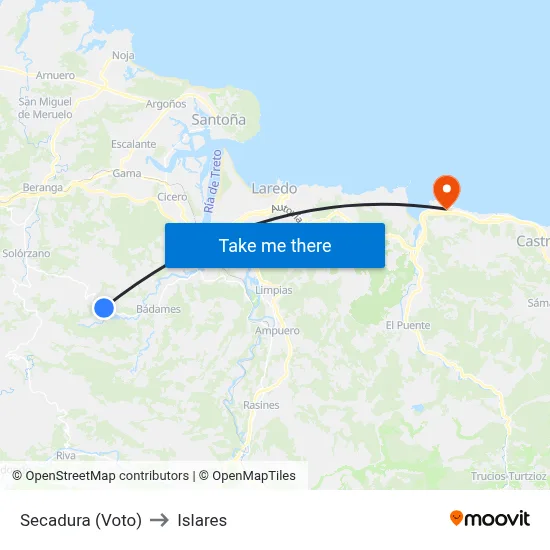 Secadura (Voto) to Islares map