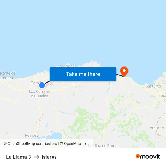La Llama 3 to Islares map