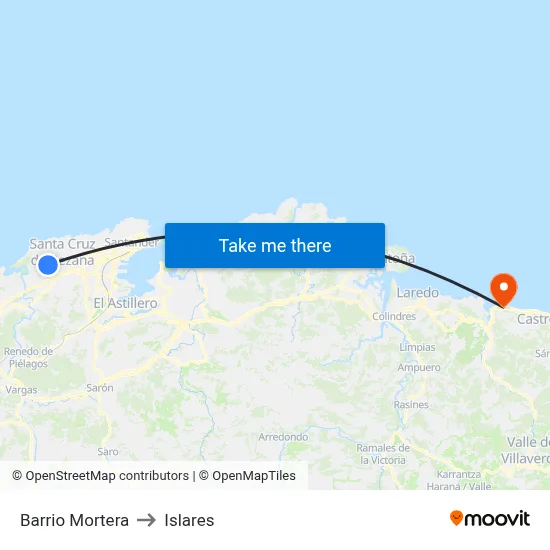 Barrio Mortera to Islares map