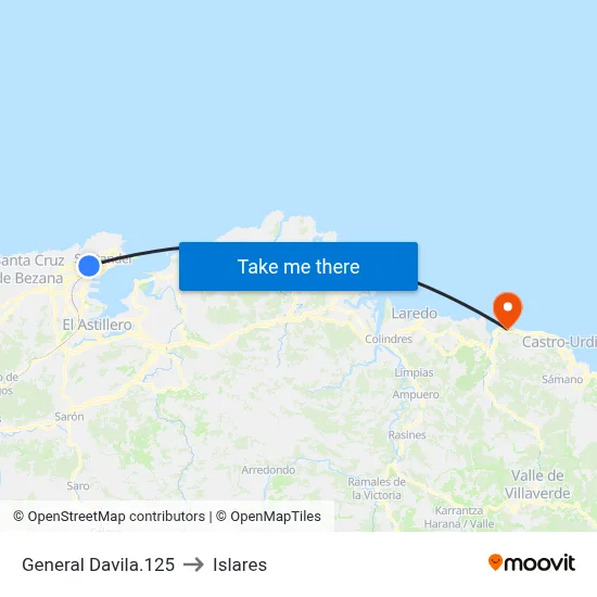 General Davila.125 to Islares map