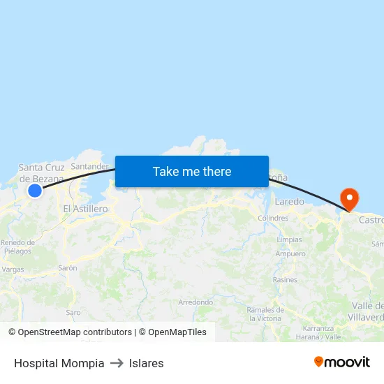 Hospital Mompia to Islares map