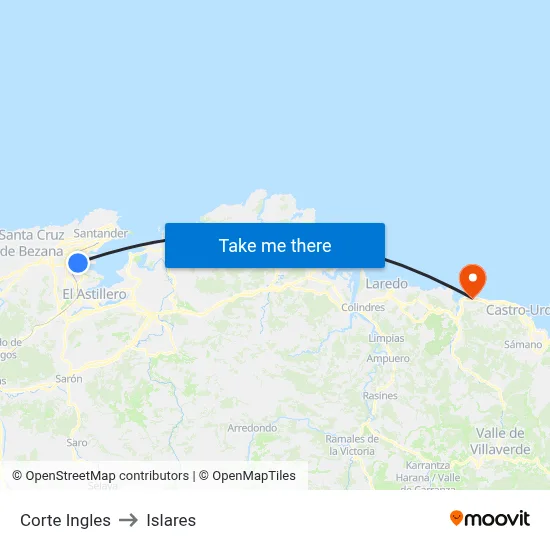 Corte Ingles to Islares map