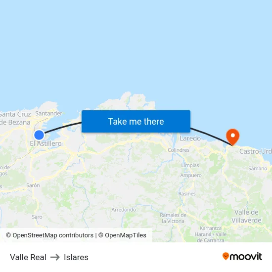 Valle Real to Islares map