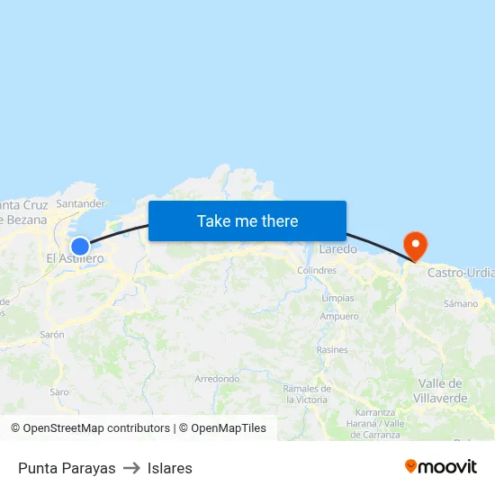 Punta Parayas to Islares map