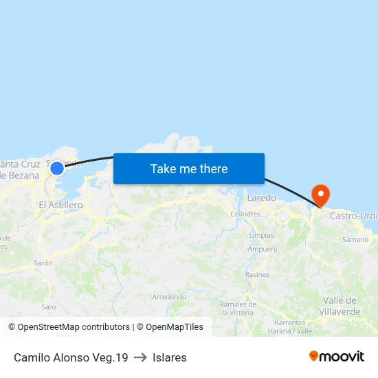 Camilo Alonso Veg.19 to Islares map