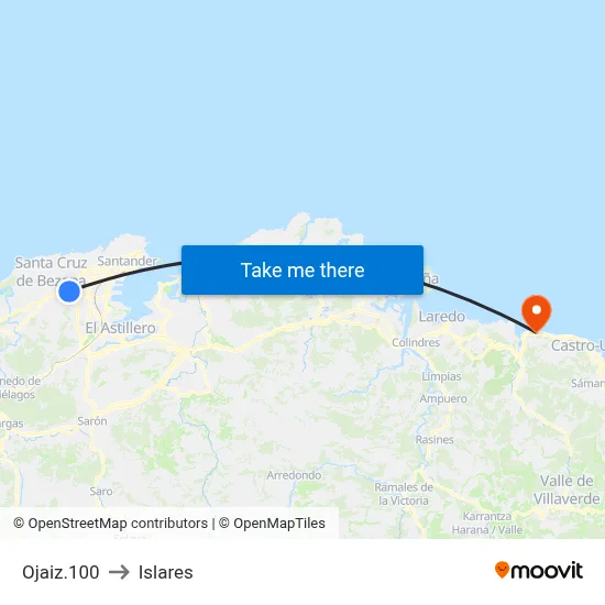 Ojaiz.100 to Islares map