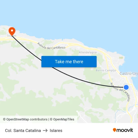 Col. Santa Catalina to Islares map