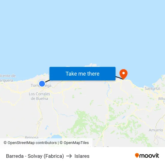 Barreda - Solvay (Fabrica) to Islares map