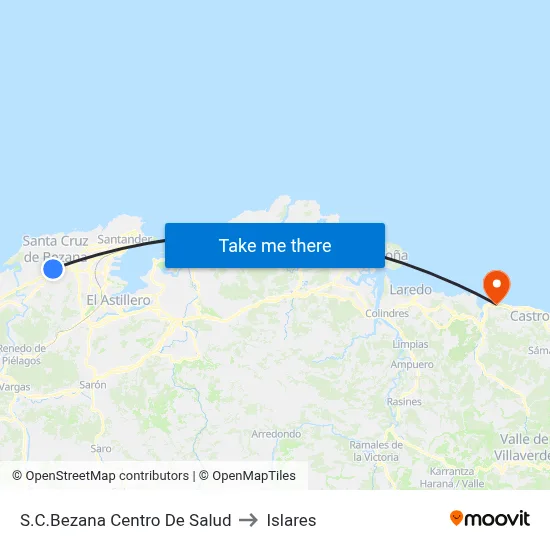 S.C.Bezana Centro De Salud to Islares map