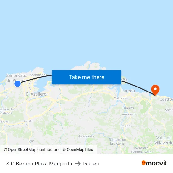 S.C.Bezana Plaza Margarita to Islares map