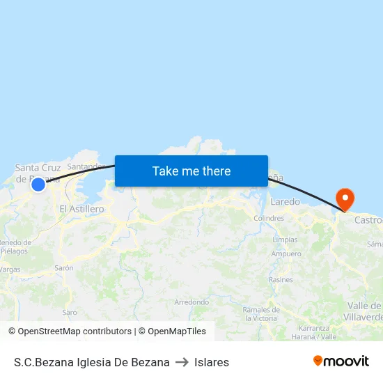 S.C.Bezana Iglesia De Bezana to Islares map
