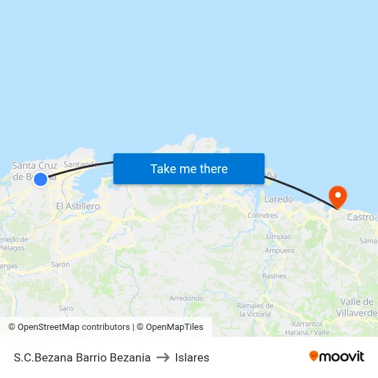 S.C.Bezana Barrio Bezania to Islares map