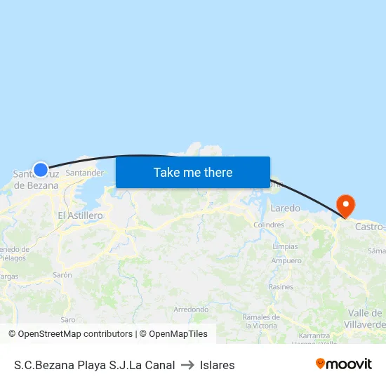 S.C.Bezana Playa S.J.La Canal to Islares map