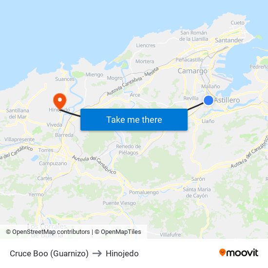 Cruce Boo (Guarnizo) to Hinojedo map