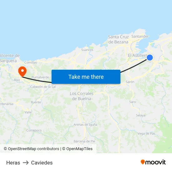 Heras to Caviedes map