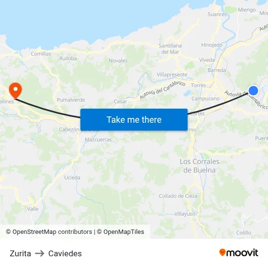 Zurita to Caviedes map