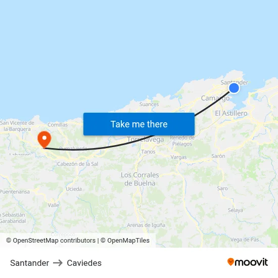 Santander to Caviedes map