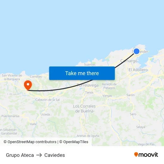 Grupo Ateca to Caviedes map