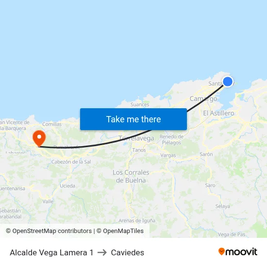 Alcalde Vega Lamera 1 to Caviedes map