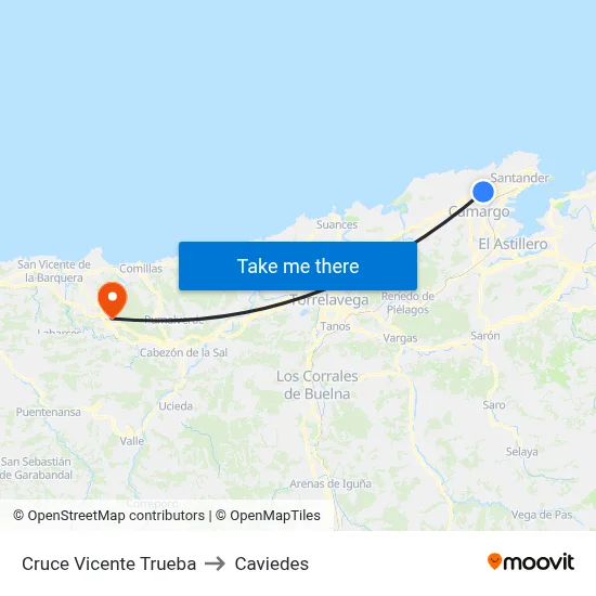 Cruce Vicente Trueba to Caviedes map