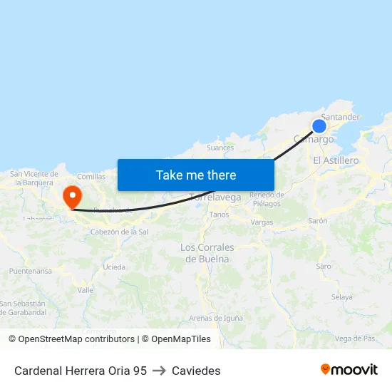 Cardenal Herrera Oria 95 to Caviedes map