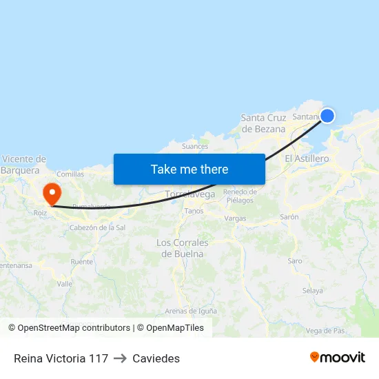 Reina Victoria 117 to Caviedes map
