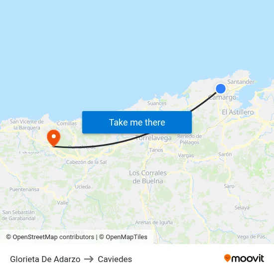 Glorieta De Adarzo to Caviedes map