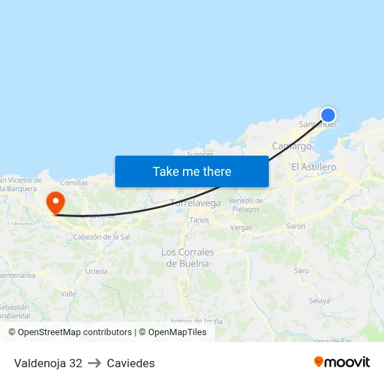 Valdenoja 32 to Caviedes map