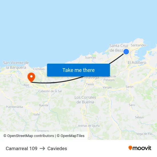Camarreal 109 to Caviedes map
