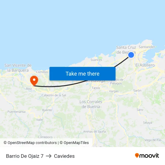 Barrio De Ojaiz 7 to Caviedes map