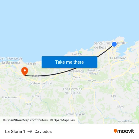La Gloria 1 to Caviedes map