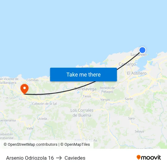 Arsenio Odriozola 16 to Caviedes map