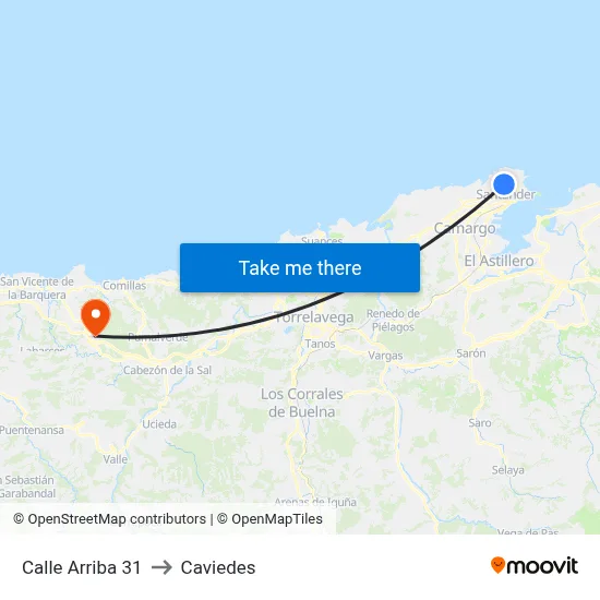 Calle Arriba 31 to Caviedes map
