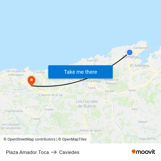 Plaza Amador Toca to Caviedes map
