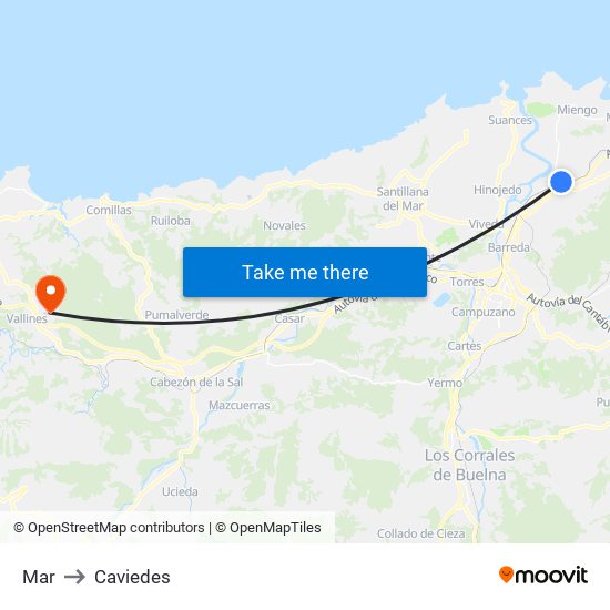 Mar to Caviedes map