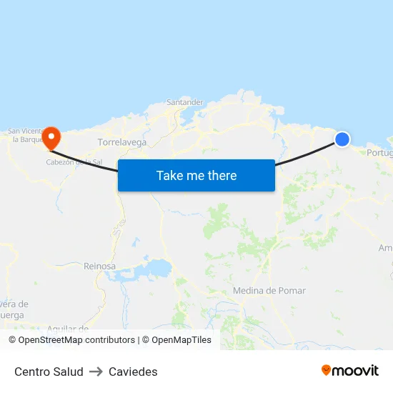 Centro Salud to Caviedes map