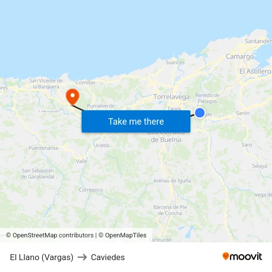 El Llano (Vargas) to Caviedes map