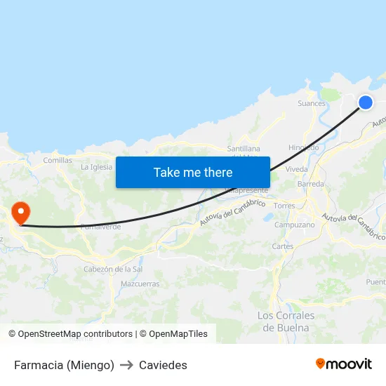 Farmacia (Miengo) to Caviedes map
